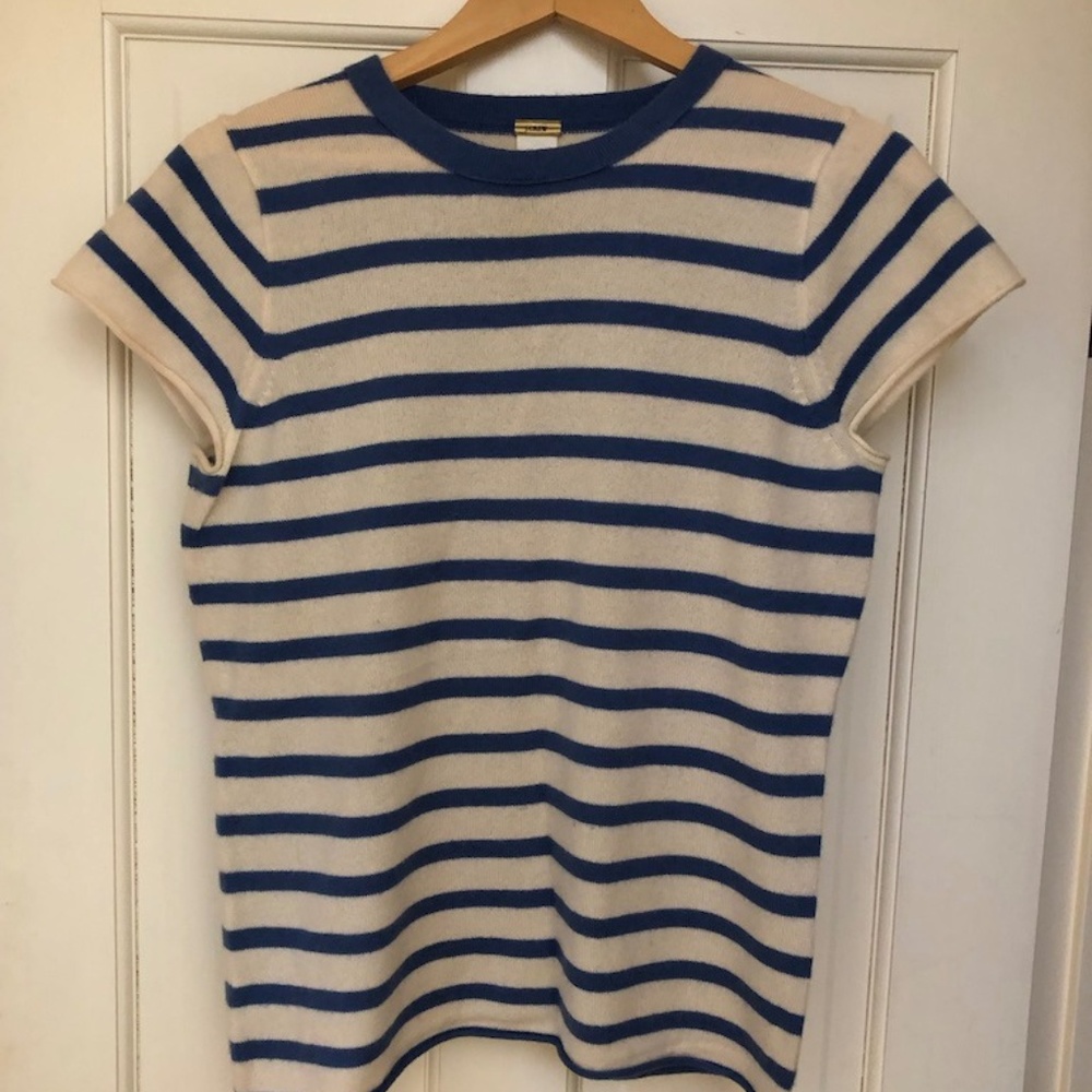 J. Crew Striped Cashmere Tshirt sz L